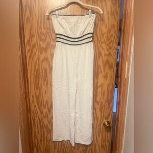 Monteau Off White Strapless Jumpsuit Beachy linen blend